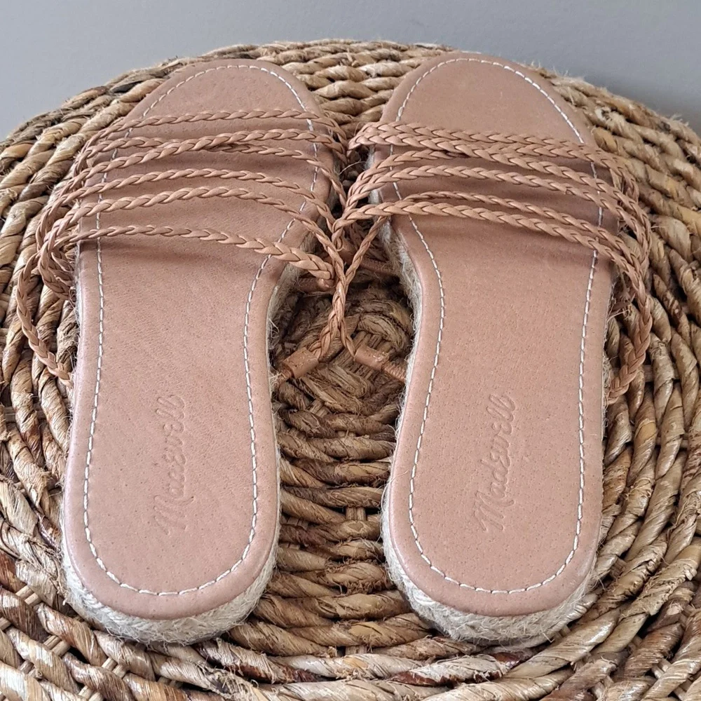 NWOT Madewell Womens Kathryn Slip On Espadrille Sandals‎ Tan Leather Size 9.5